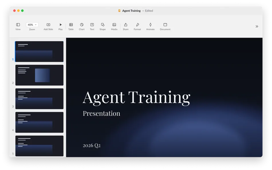 Agent training deck