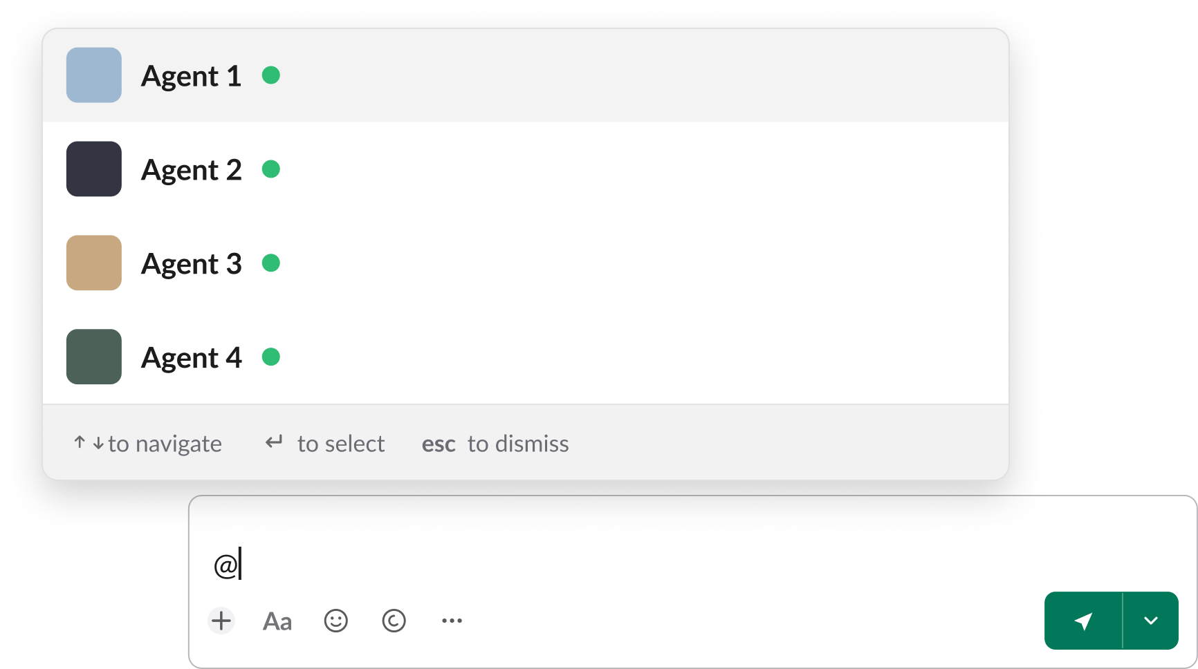 Agent mention list